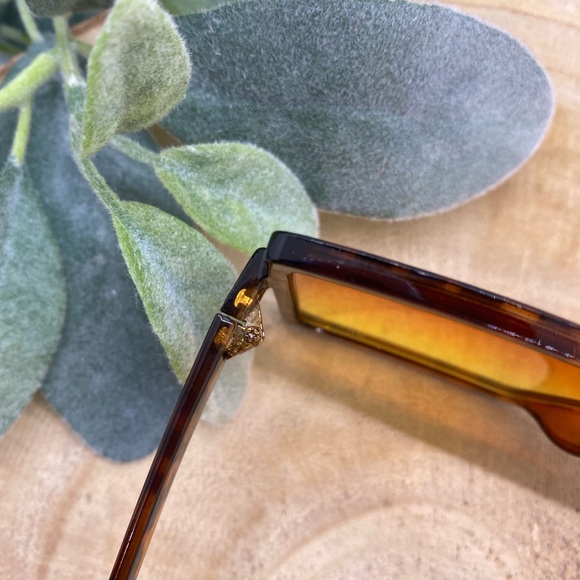 Retro Square Flat Top Sunglasses Brown Leopard/Orange - Picture 6 of 7